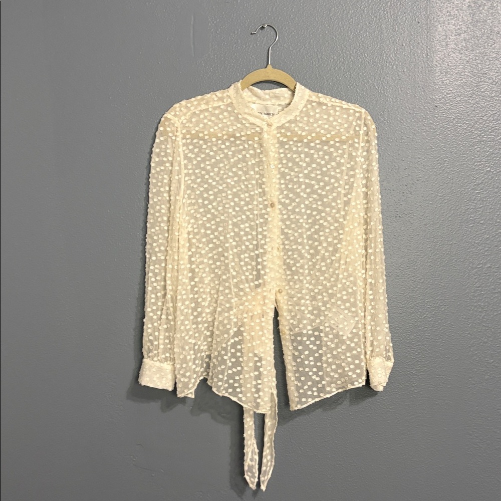 Carmen March Cream Sheer Polka Dot Blouse - Picture 2 of 5